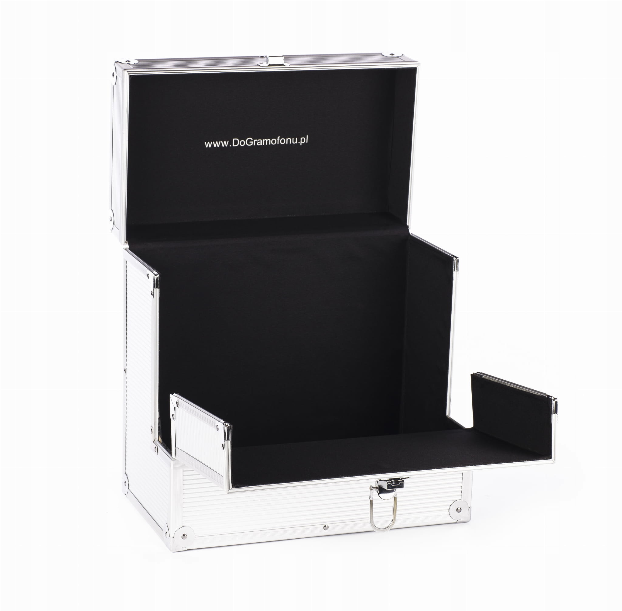 Srebrna walizka na płyty winylowe 12 cali Case