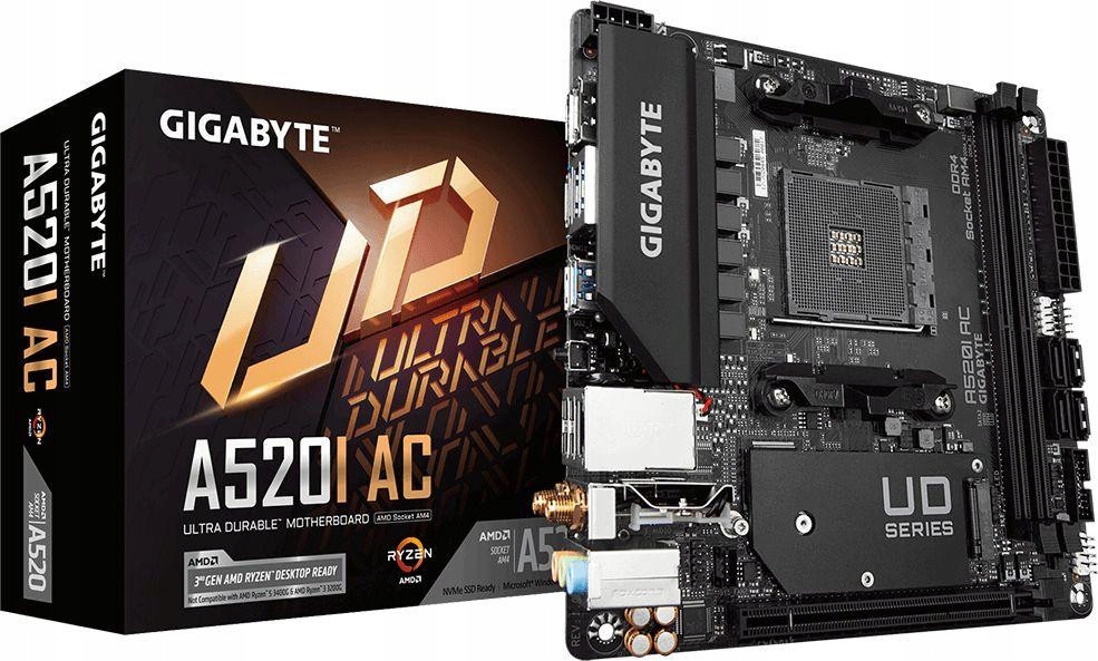 Материнская плата Gigabyte a520i AC Mini ITX AMD Ryzen AM4 2X DDR4