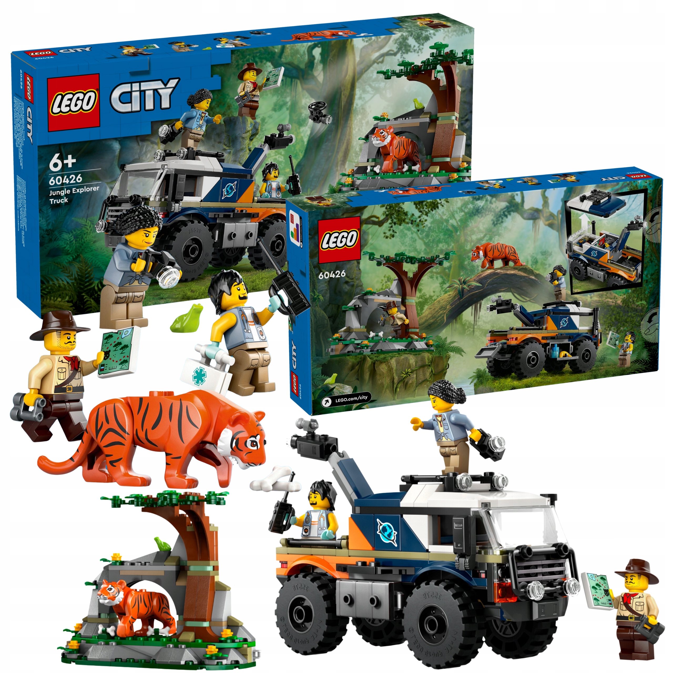 Lego City 60426 Terénní Vůz Průzkumníka Džungle, Auto, Tygr, Příslušenství