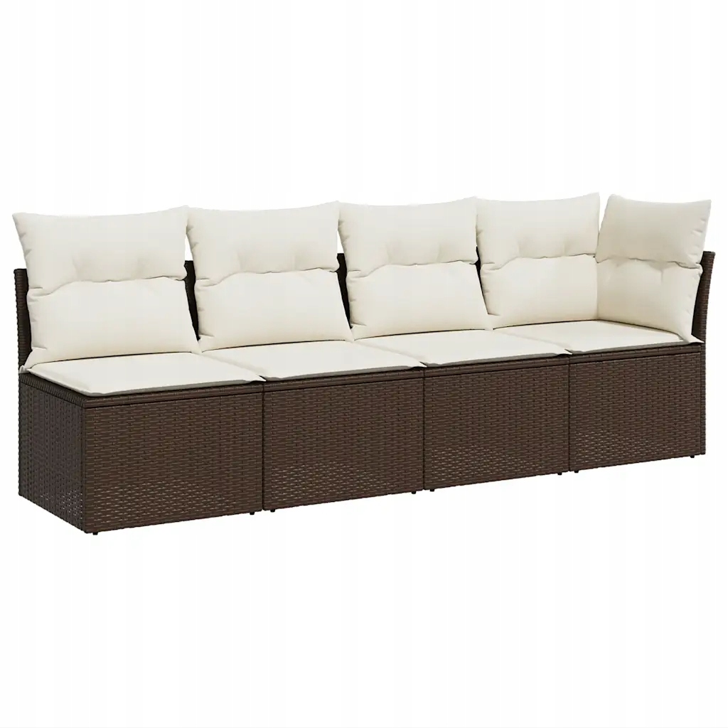 Modulární zahradní sedací souprava pro 4 osoby, hnědá, rozměry 227 x 62 x 69 cm