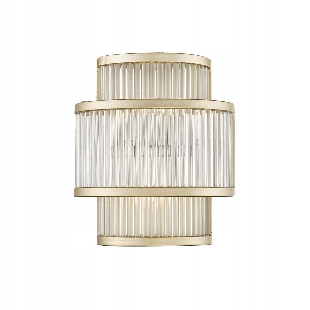 Elegantné trojúrovňové nástenné svietidlo so zlatým rámom do obývačky nad pohovku Sergio