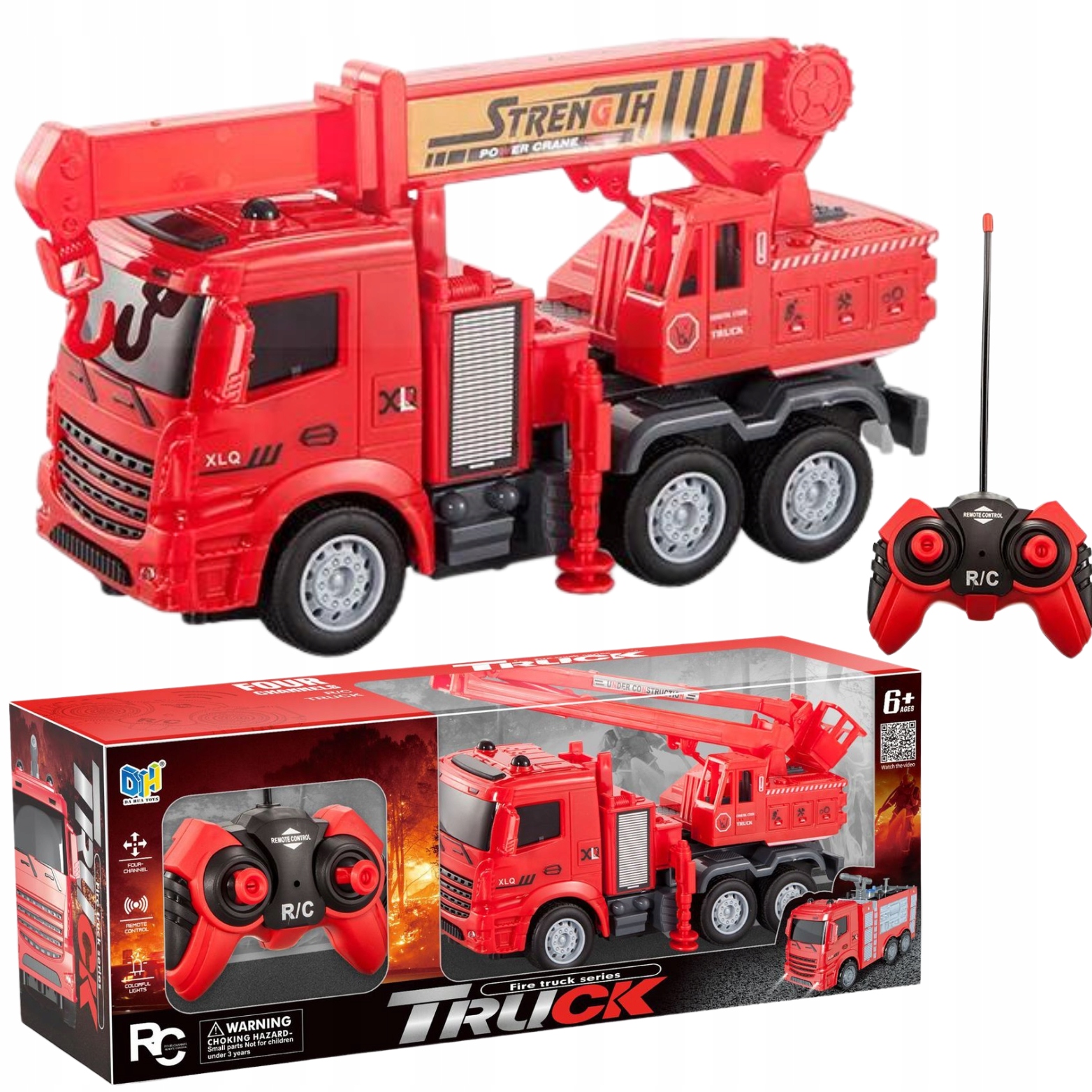 WÓZ STRAŻACKI ZDALNIE STEROWANY STRAŻ POŻARNA ZWYŻKA CIĘŻARÓWKA POJAZD RC Materiał plastik