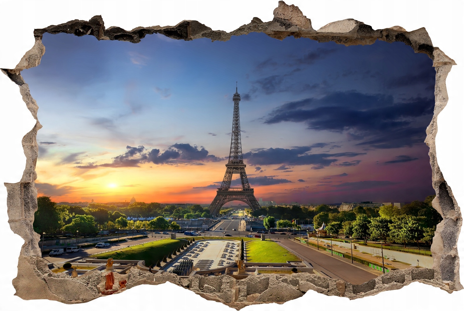 

naklejki na ścianę fototapeta 3d Dziura Paryż
