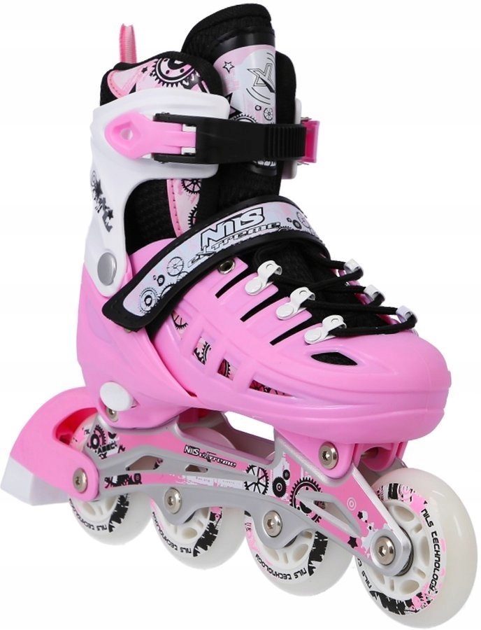 NILS 4w1 Łyżworolki Rolki Wrotki Rekreacyjne Regulowane Młodzieżowe 31-34 Twardość kół 82A