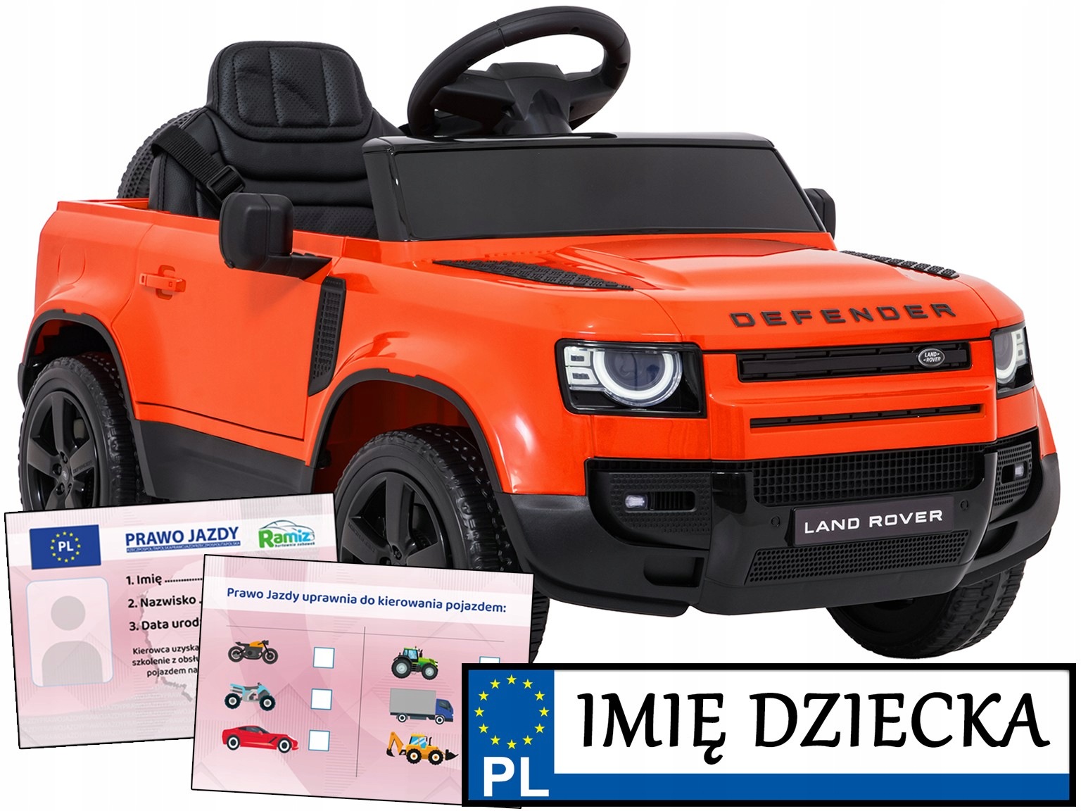 Land Rover Defender auto na akumulator Dla Dzieci pilot Radio rejestracja