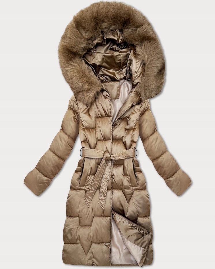 Zimní Bunda S Kapucí B8305 Béžová L (40)