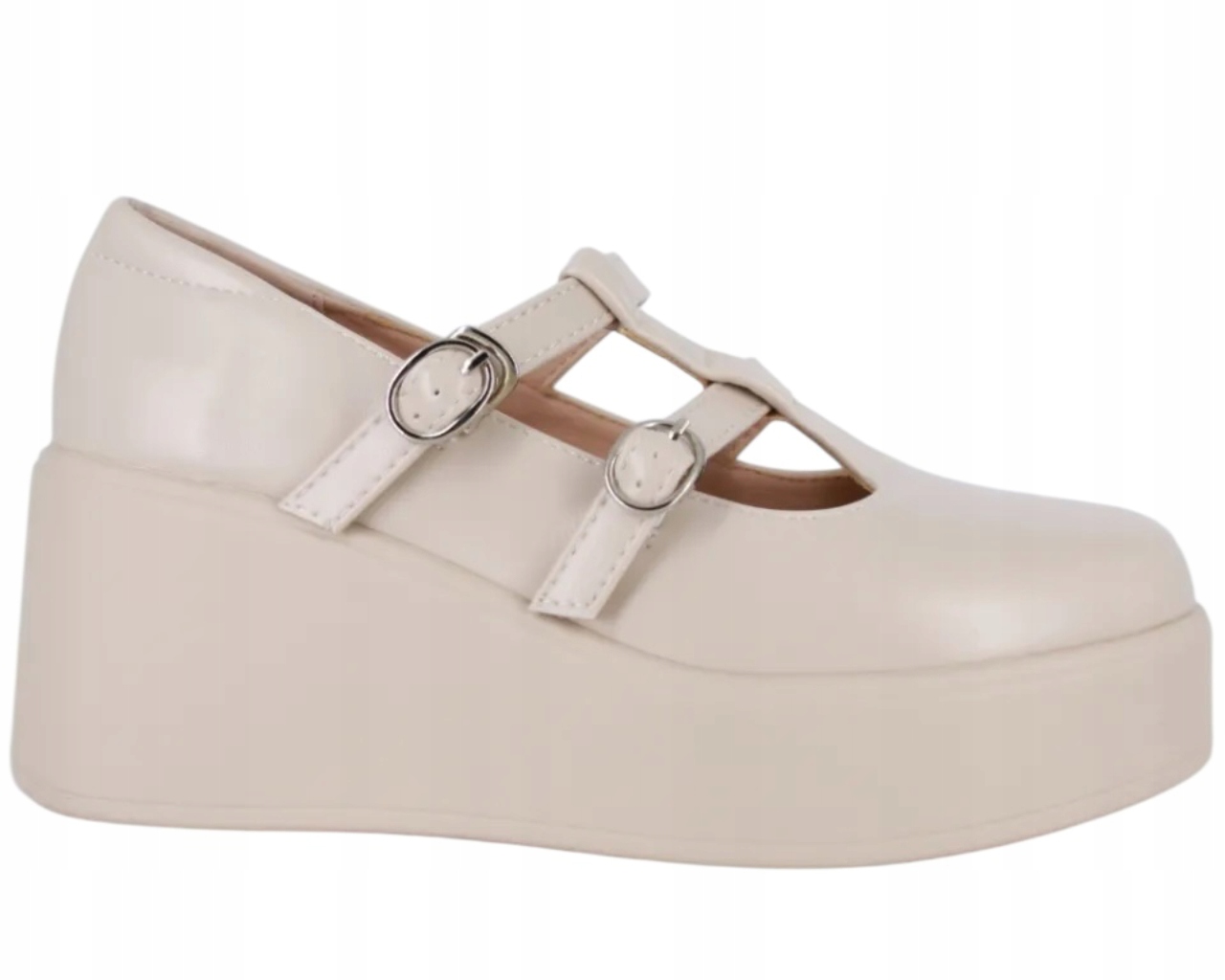 Kotníkové Lodičky Polobotky Na Platformě, Béžové, Dámské, S Pásky, Velikost 39