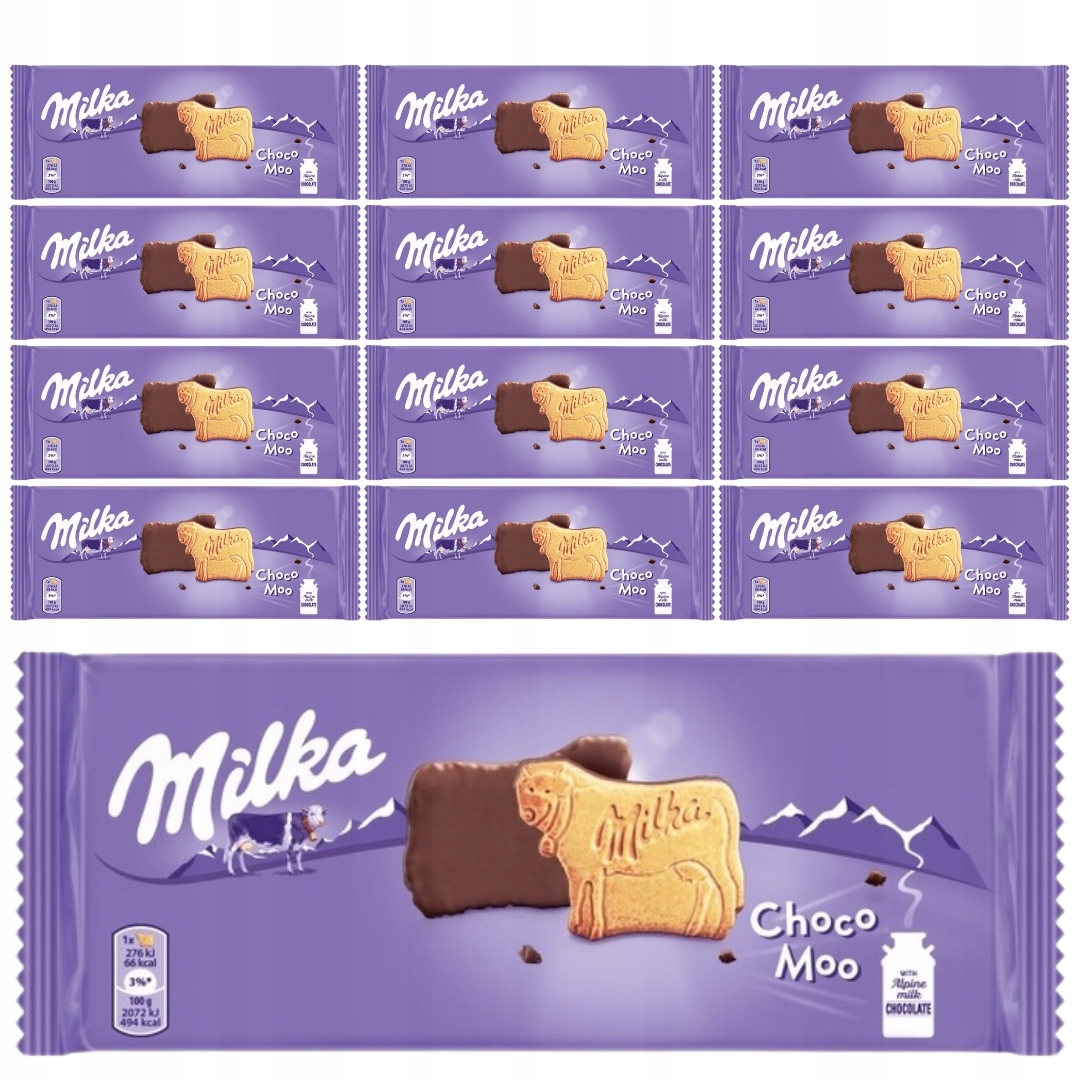 Levně Milka Choco Moo Sušenky zalité mléčnou čokoládou 120 g x 12 kusů