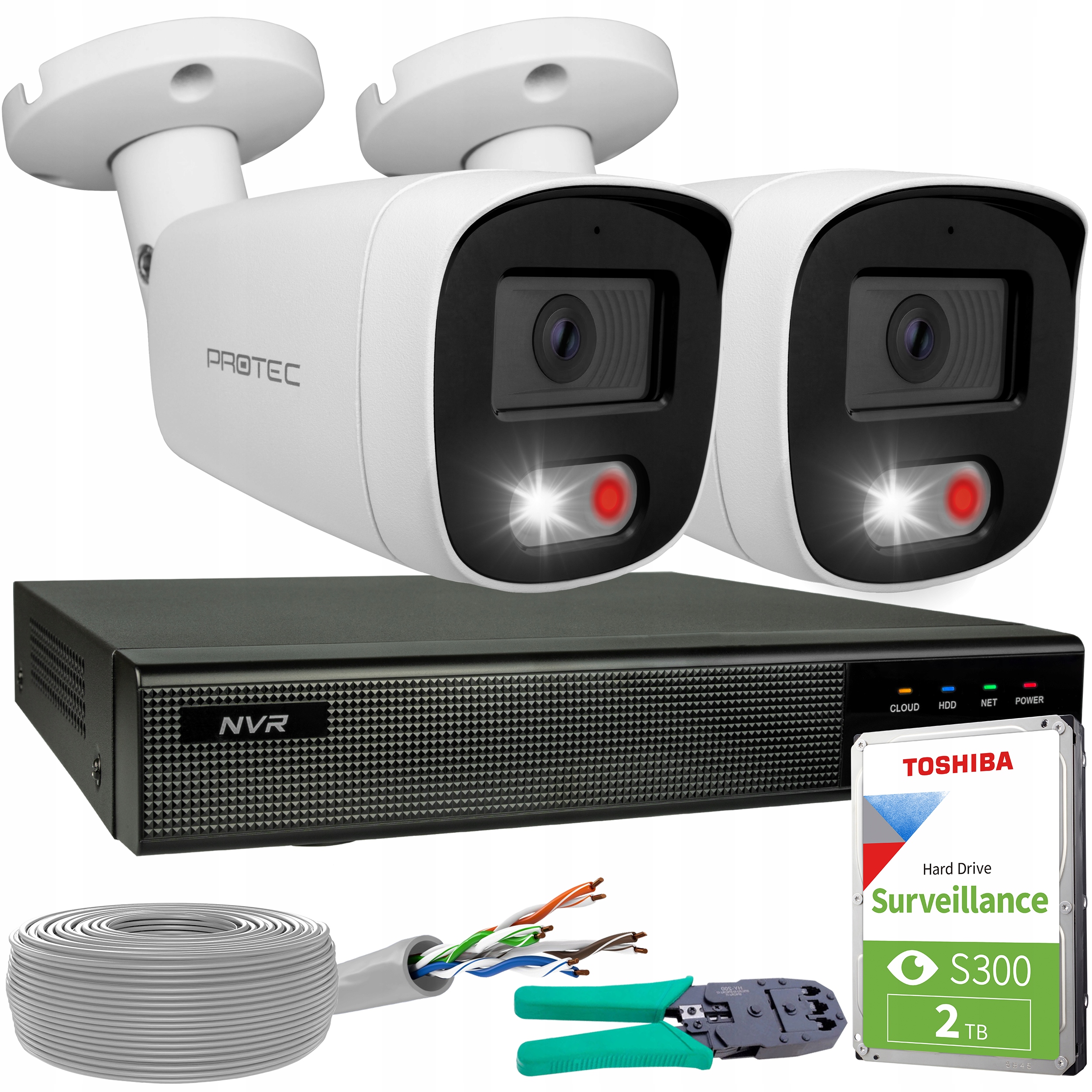 Monitorovací sada 2 kamer Ip 4K 8MP Poe Ir Mikrofon Detekce Hdd 2TB