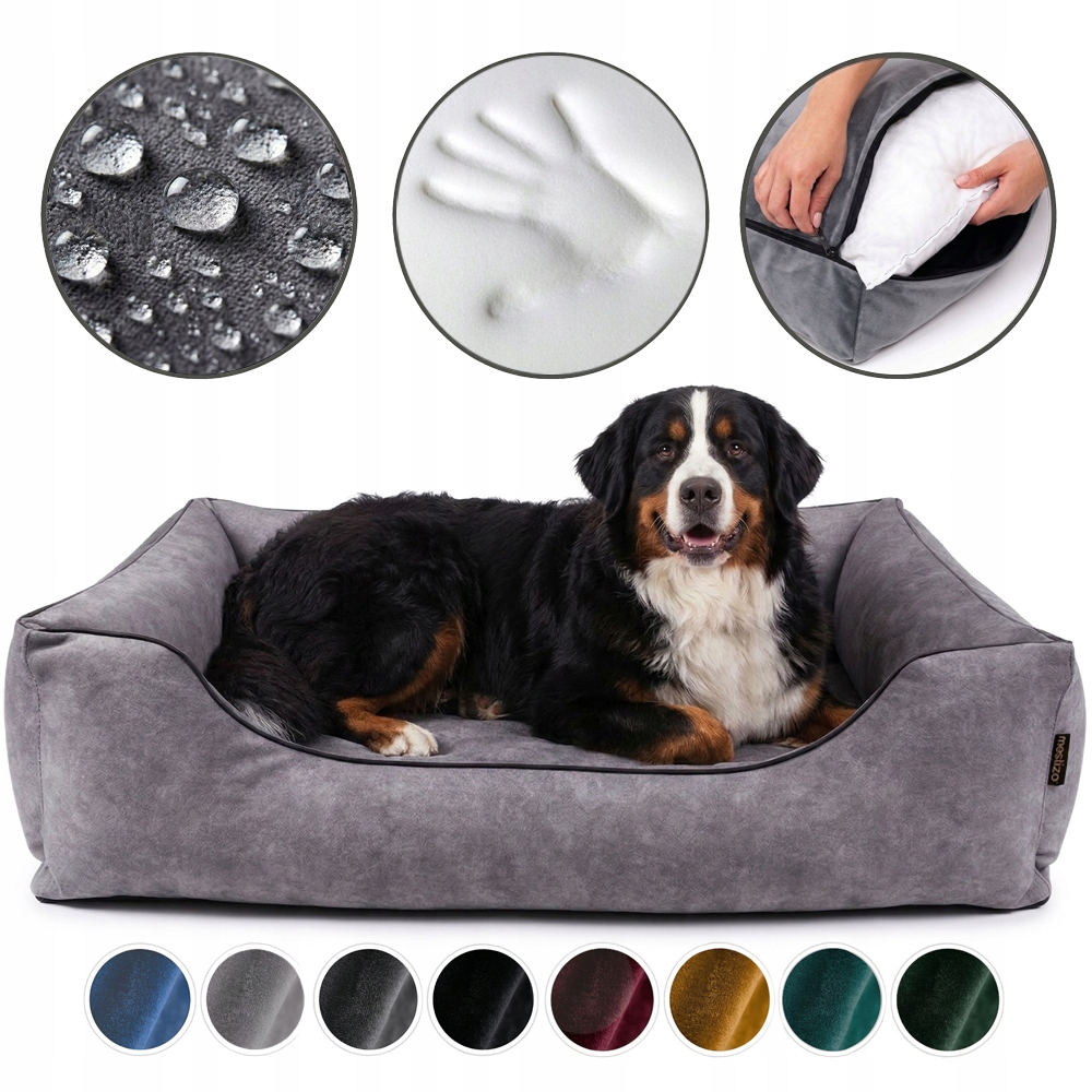Legowisko dla psa Welur Ortopedyczne 120x90 jasnoszary/czarny ProduktPL