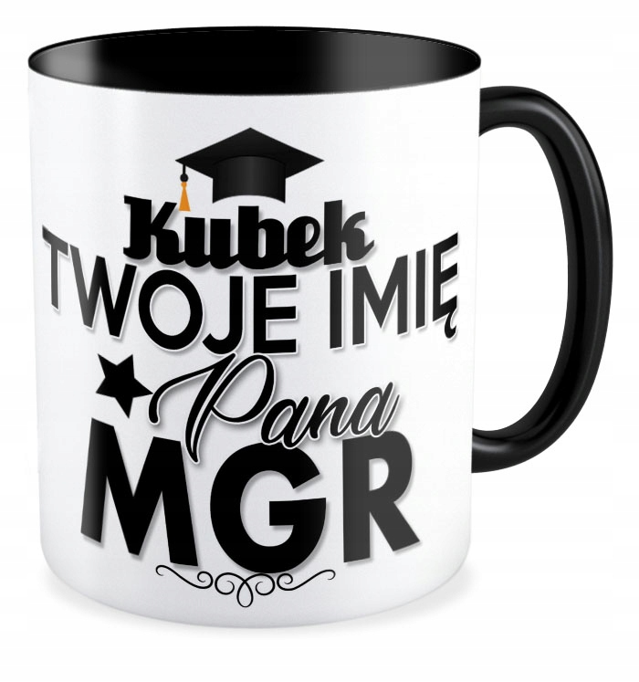

Kubek czarny prezent Student Magister Twoje Imię