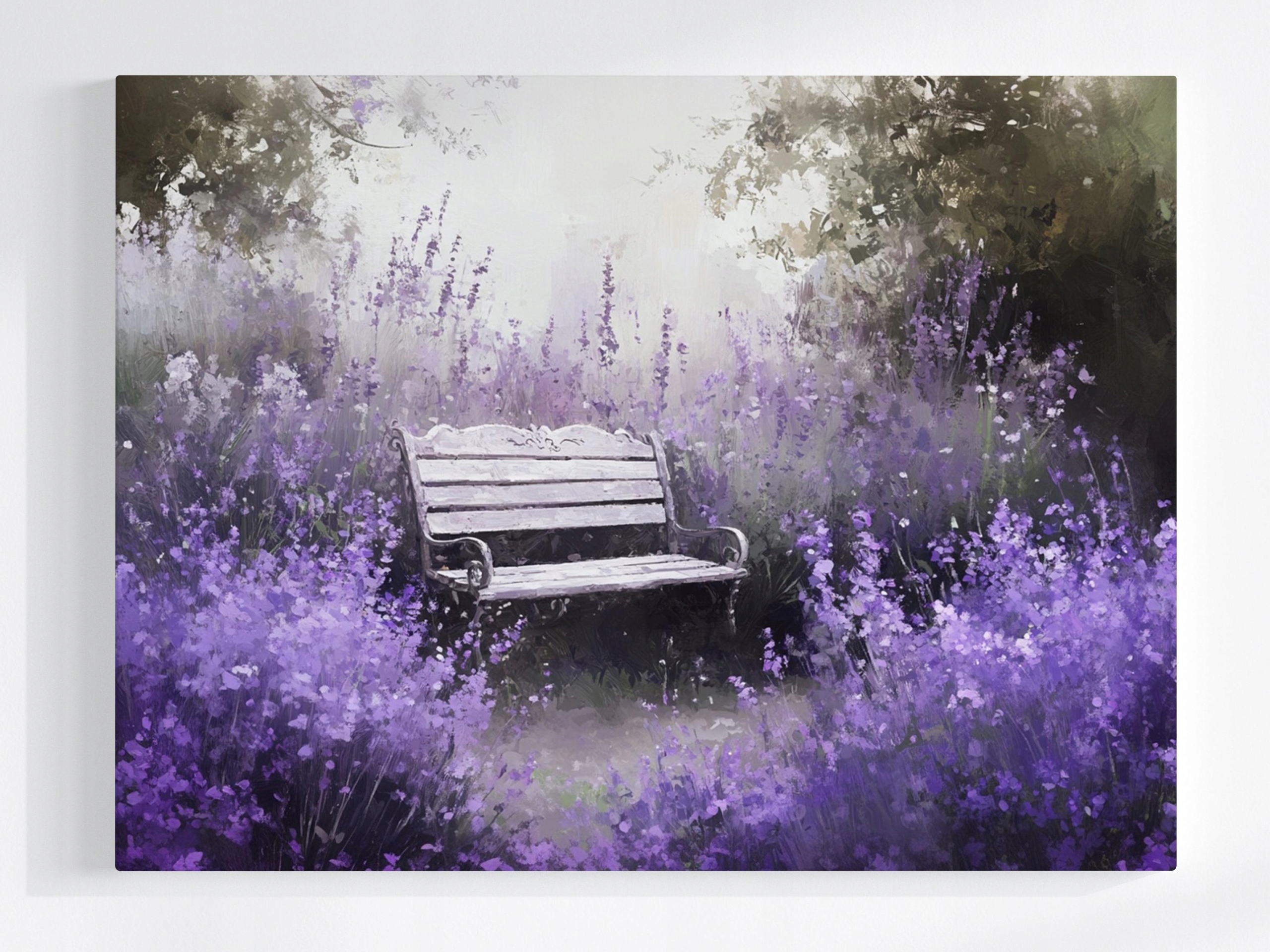 Obraz Na Plátně Canvas Krajina Zahrada Park Levandule Lavička Relaxace Ticho 80x60