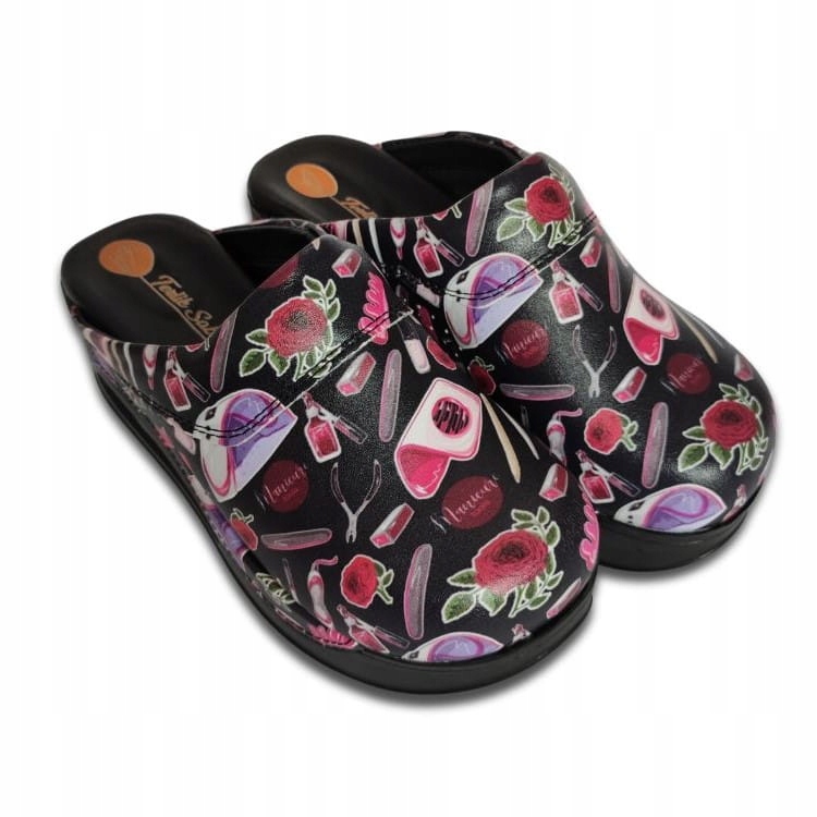 Air Clogs buty robocze czarne wzór manicure 36