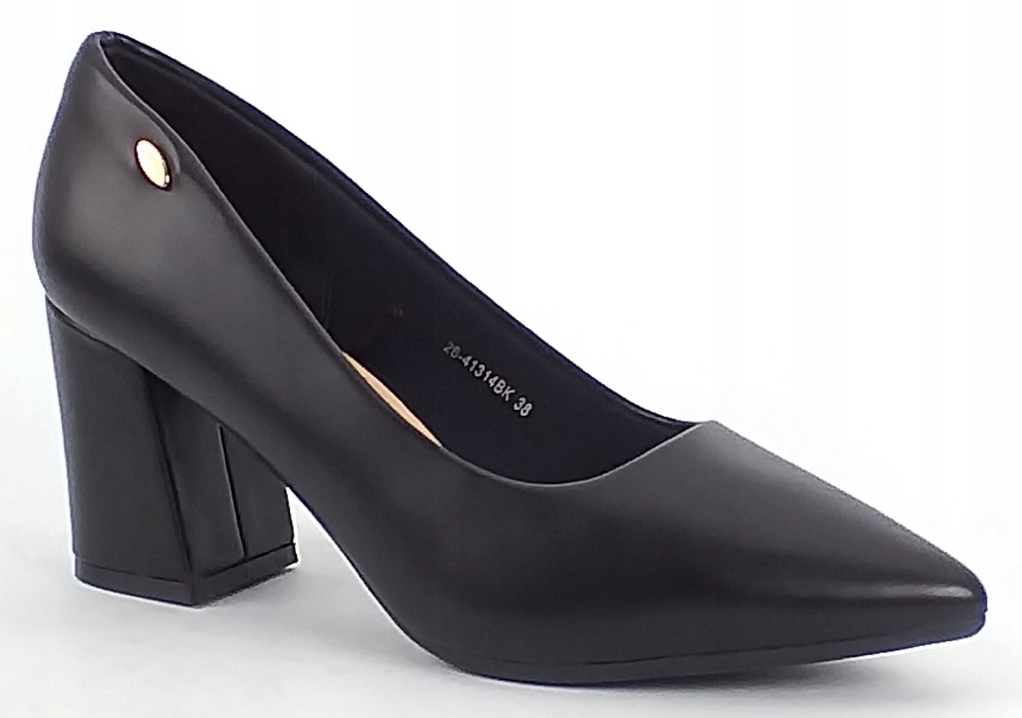 Półbuty Potocki 26-41314 Bk Stabilne Na Słupku Wkładka Skórzana Czarne 39