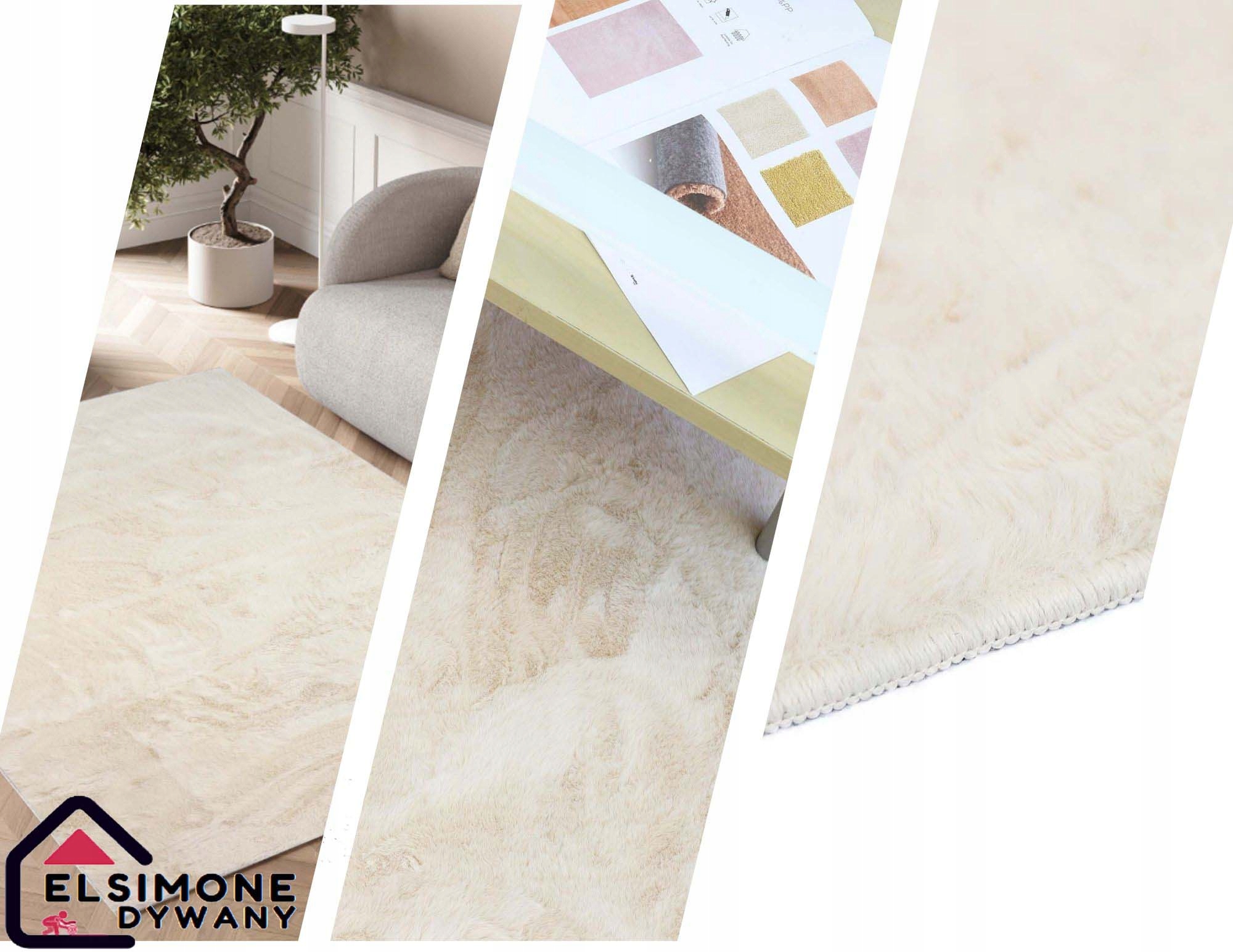 DYWAN KRÓLICZE FUTERKO PUSZYSTY MIĘKKI FUTRZANY DO SALONU 140X200cm Marka ELSIMONE CARPET