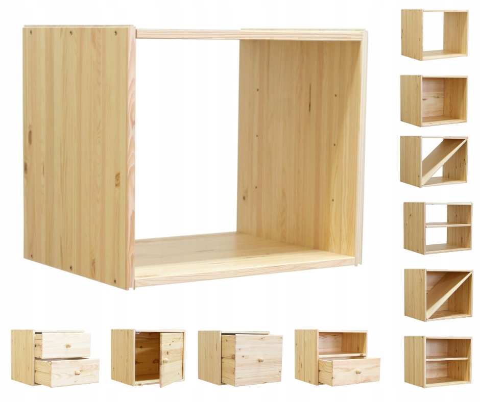 Dřevěný regál, modulární regál, otevřená police, nábytek, modulární regál s policí