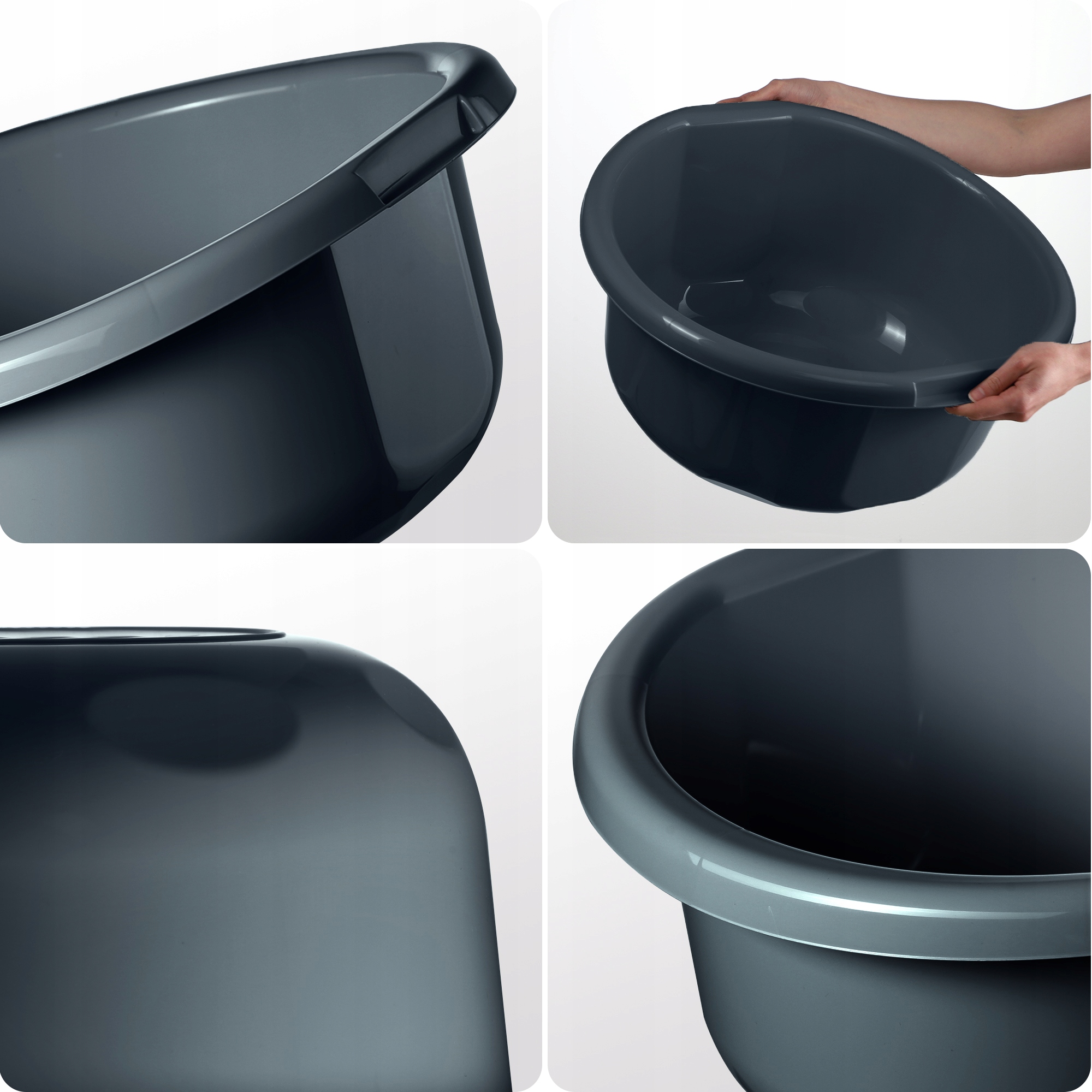 MISKA PLASTIKOWA OKRĄGŁA 30 L NA PRANIE MIEDNICA DUŻA Z UCHWYTAMI Kształt okrągły