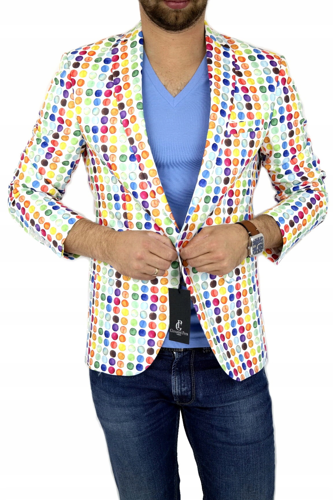 GIOVANNI PERA Marynarka męska D001 grochy 52 L Kod producenta D001