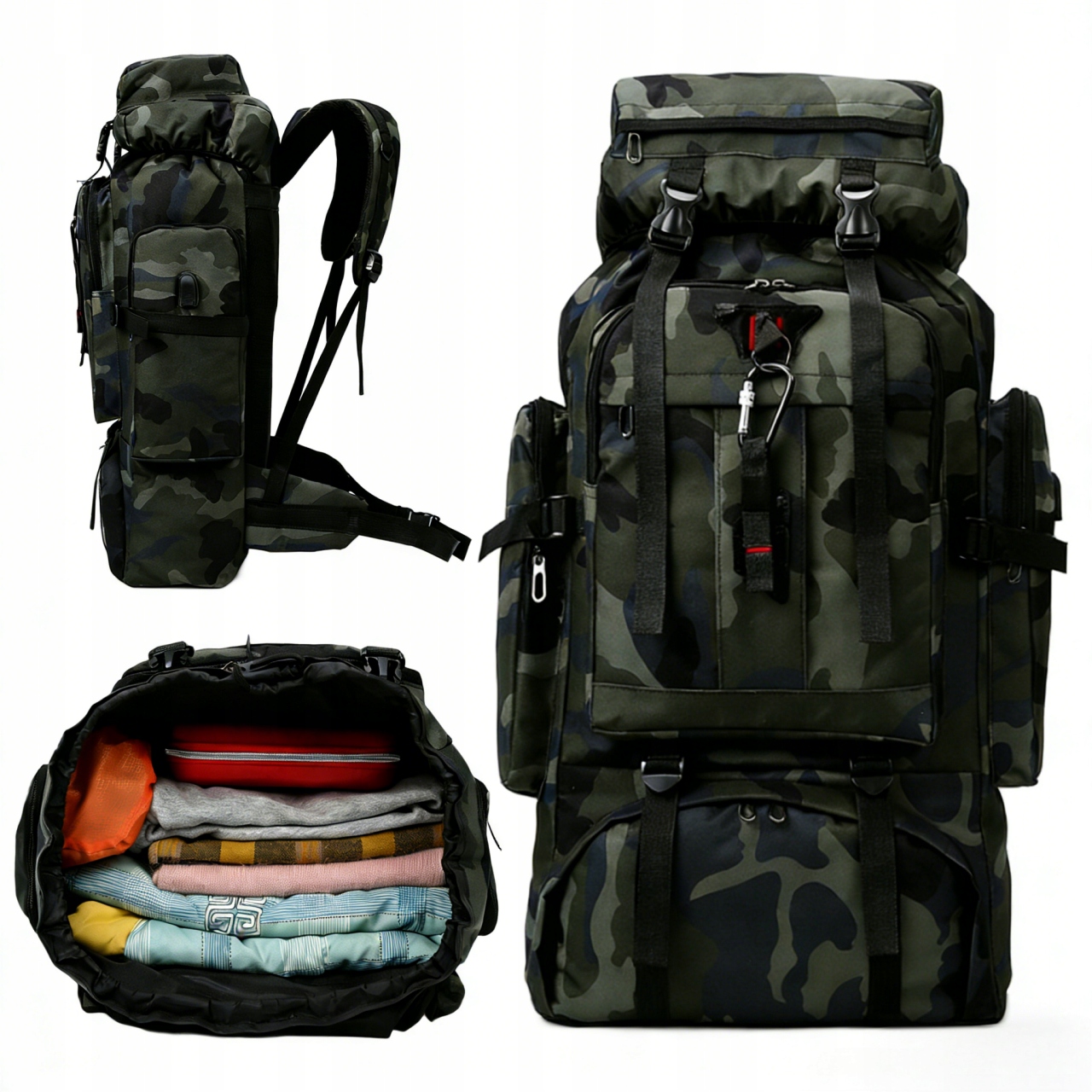 Batoh 80L Horský Taktický Velmi prostorný Odolný Pohodlný