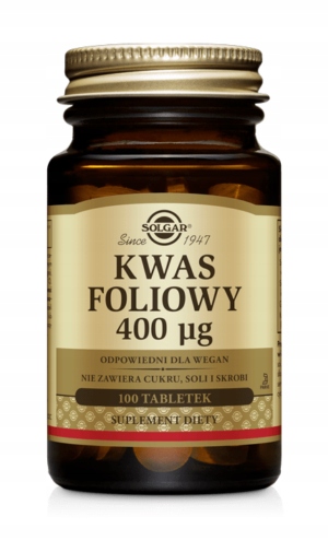 SOLGAR Folacin 400mcg 100 tabletek Kwas foliowy ciąża produkcja krwinek — 3