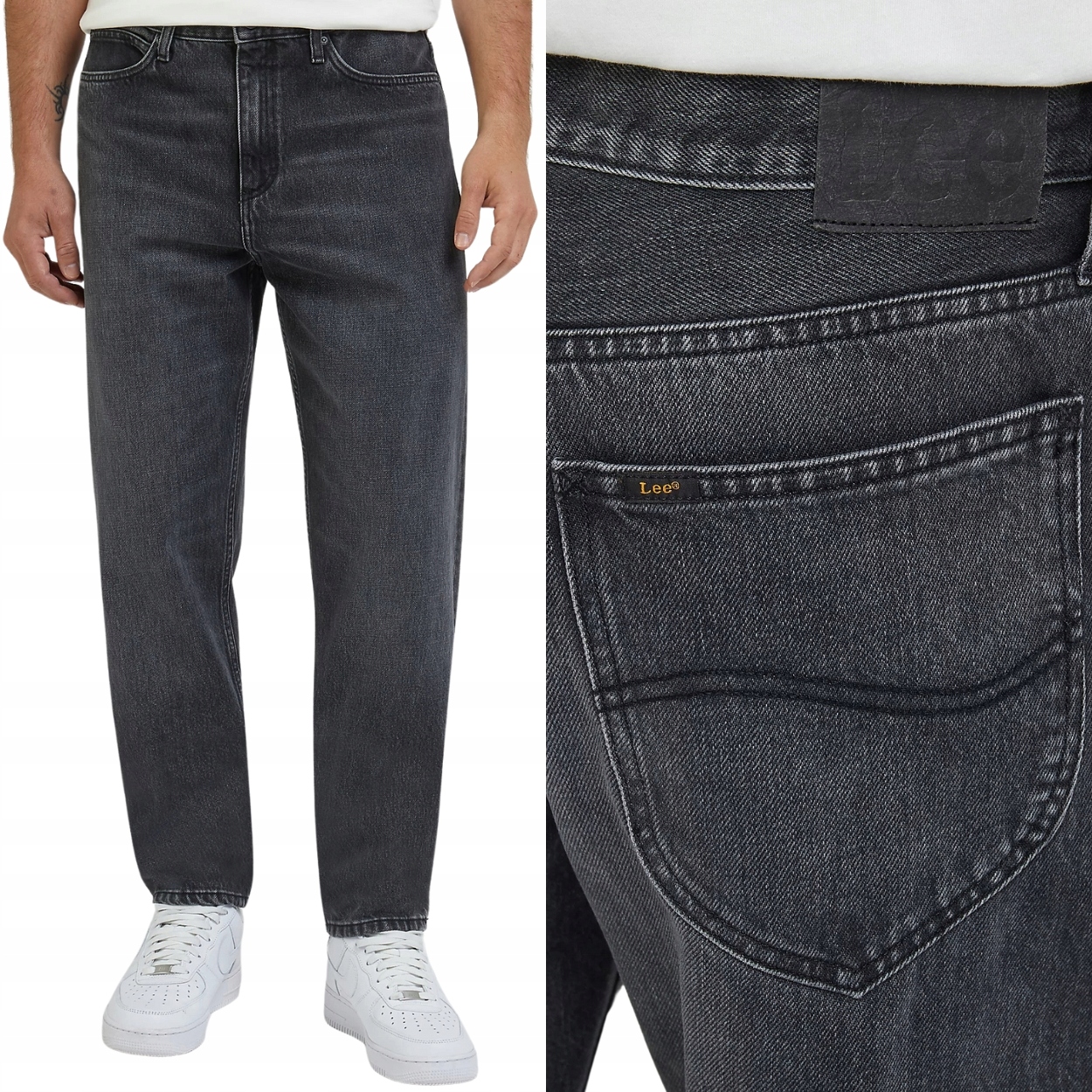 Lee Oscar Black volné černé zúžené džíny bez streče W33 L32