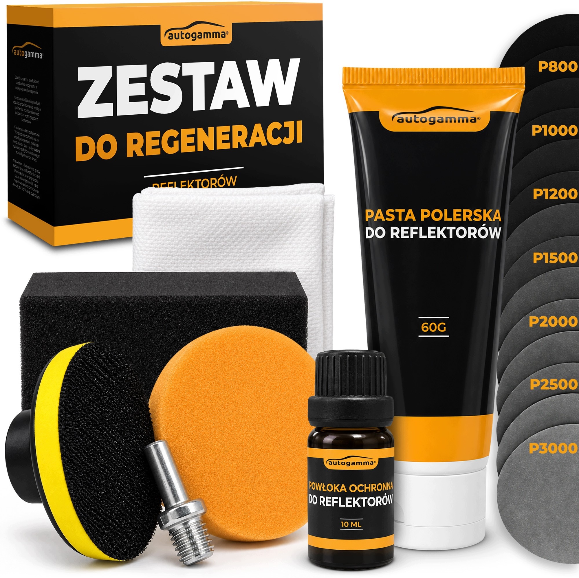Zestaw do regeneracji reflektorów Auto Gamma z pastą polerską i akcesoriami