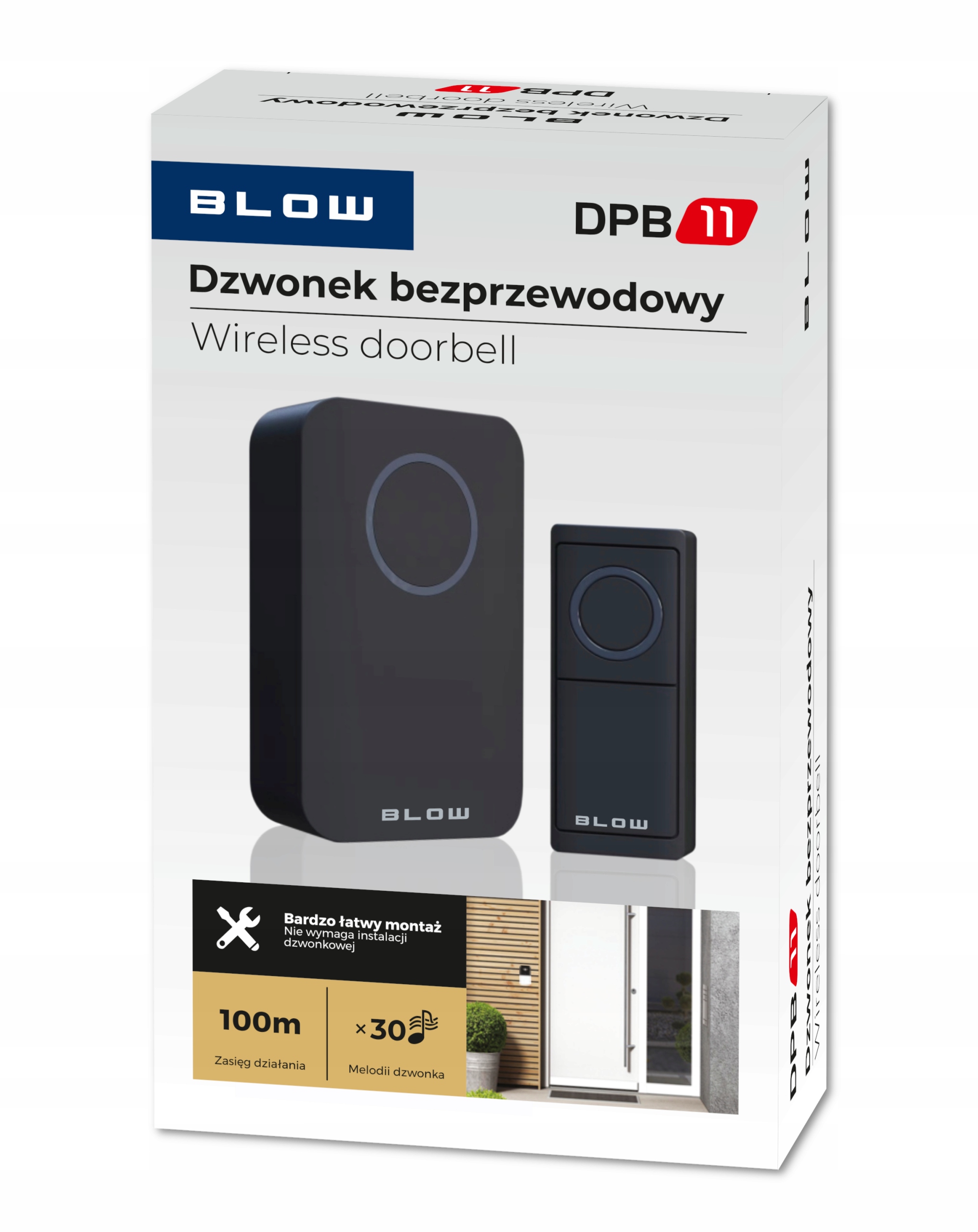 DZWONEK BEZPRZEWODOWY WODOODPORNY IP44 DUŻY ZASIĘG DO DRZWI FURTKI DOMU Rodzaj bezprzewodowe