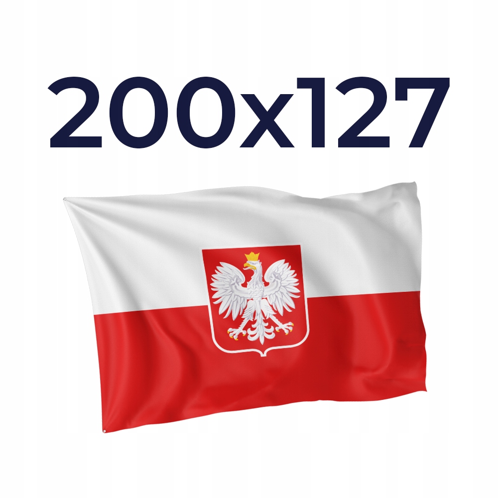 Flaga Polski z herbem godłem 200x127cm Polska herb Mocna-producent