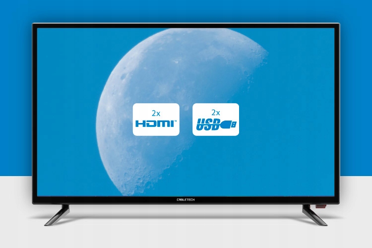 TELEWIZOR 32 CALE LED HD READY DVB-T2 HEVC 2X HDMI 2X USB CABLETECH Rozdzielczość ekranu (px) 1366 x 768
