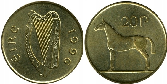 20 pensów (1988) Irlandia - Koń, Harfa