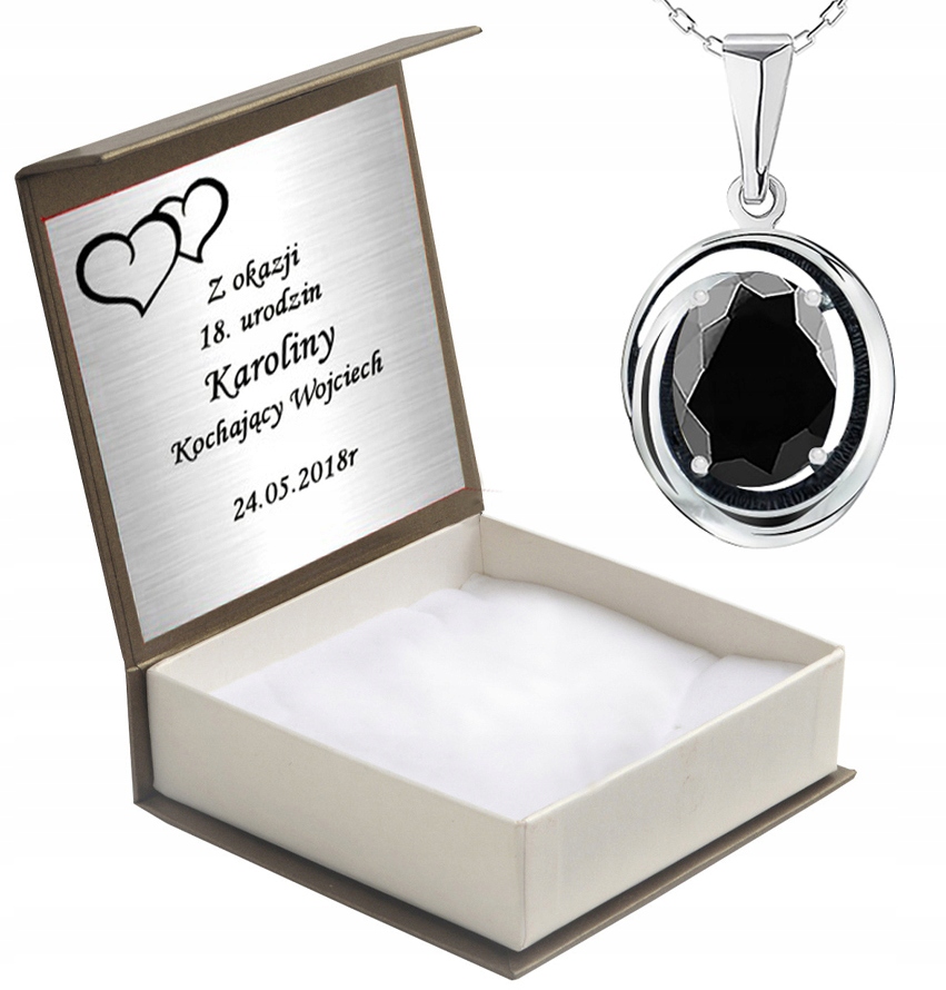 

Wisiorek Owalny Z Czarną Cyrkonią I Łańcuszkiem