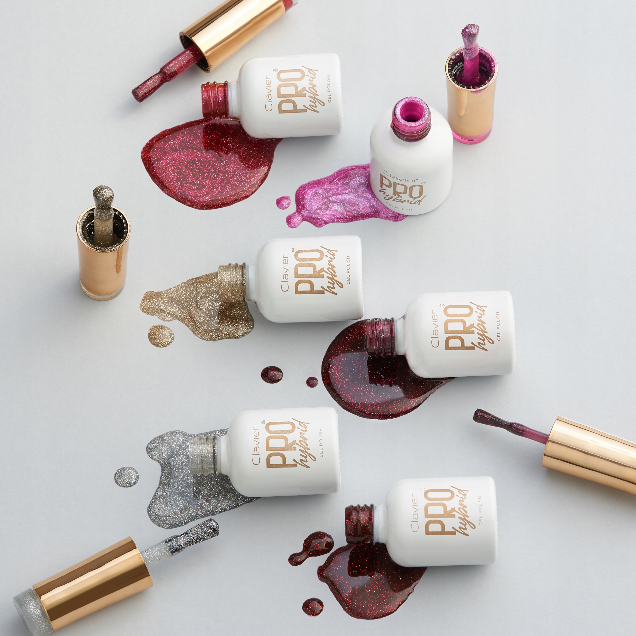 Lakier Hybrydowy ProHybrid Gold Clavier 8 ML Kolor Odcienie czerwieni i różu