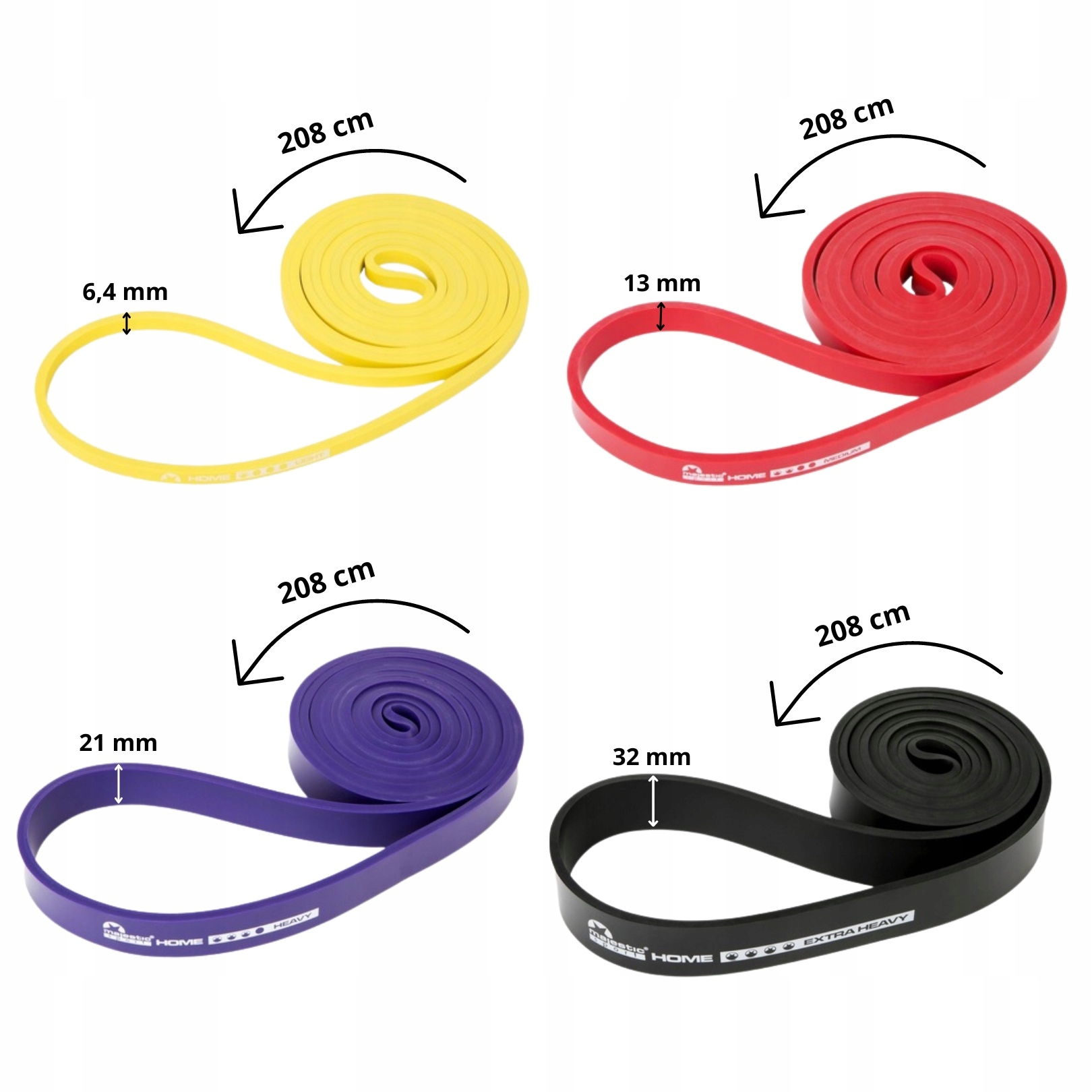 Zestaw 4 GUM taśm do ćwiczeń fitness HOME BAND Model Home Band