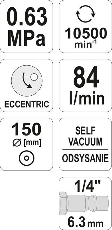 YATO SZLIFIERKA PNEUMATYCZNA MIMOŚRODOWA ORBITALNA Kod producenta YT-09740