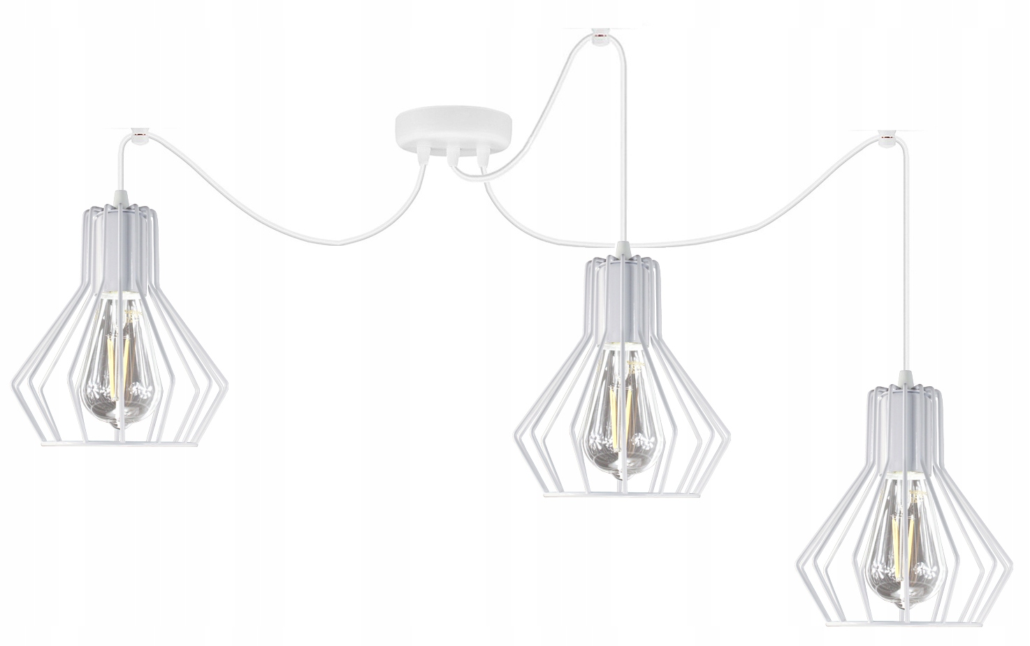 Pavouk Závěsná stropní lampa nastavitelná drátěná Bell bílá stropní lampa