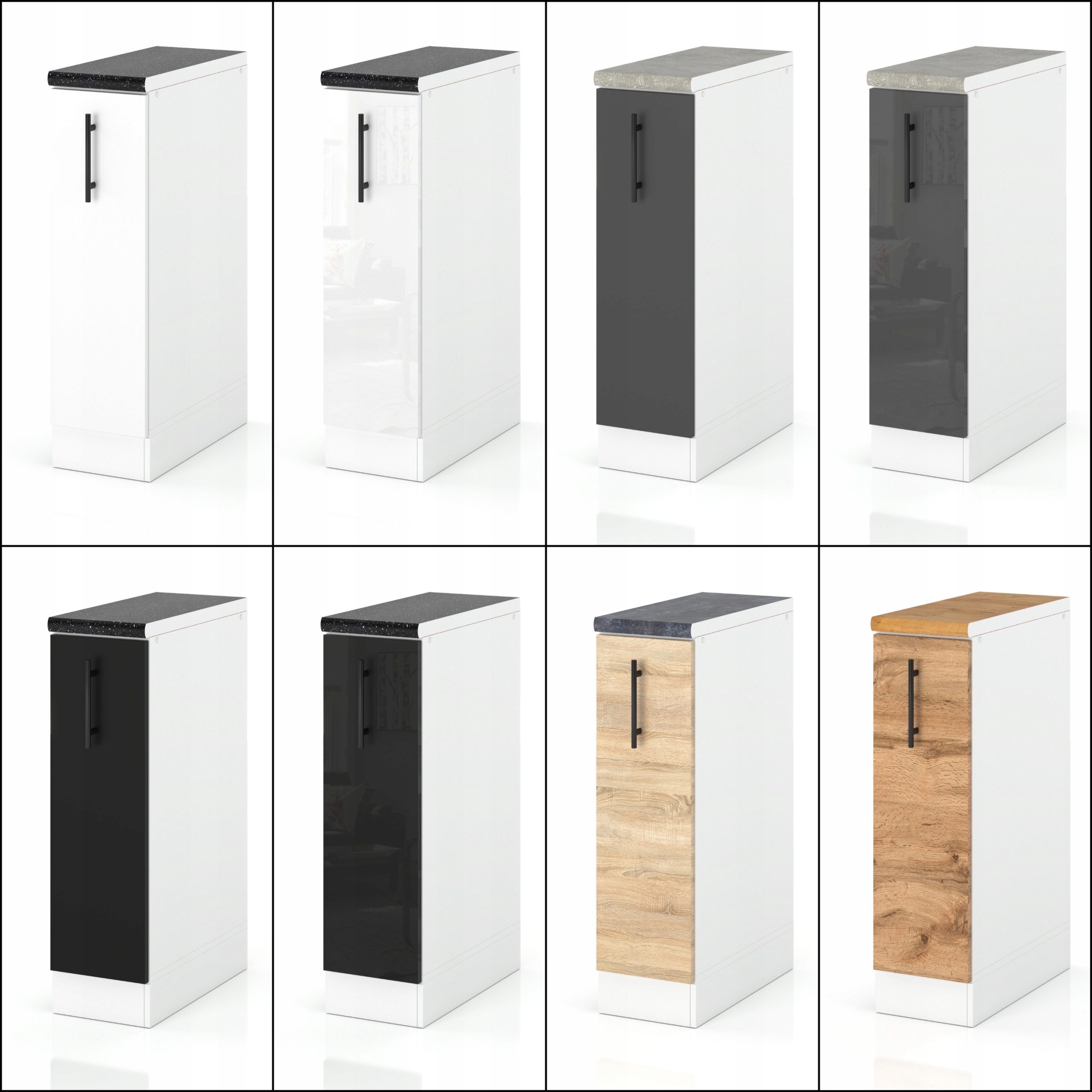 SZAFKA KUCHENNA DOLNA STOJĄCA Z KOSZEM CARGO GRAFIT 15CM Szerokość mebla 15 cm