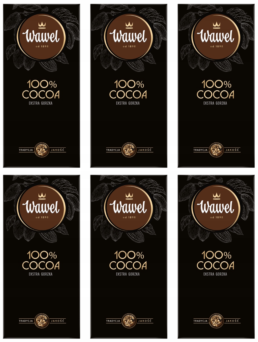 Czekolada Gorzka Tabliczka Ekstra Gorzka 100% cocoa Wawel pakiet 6 sztuk
