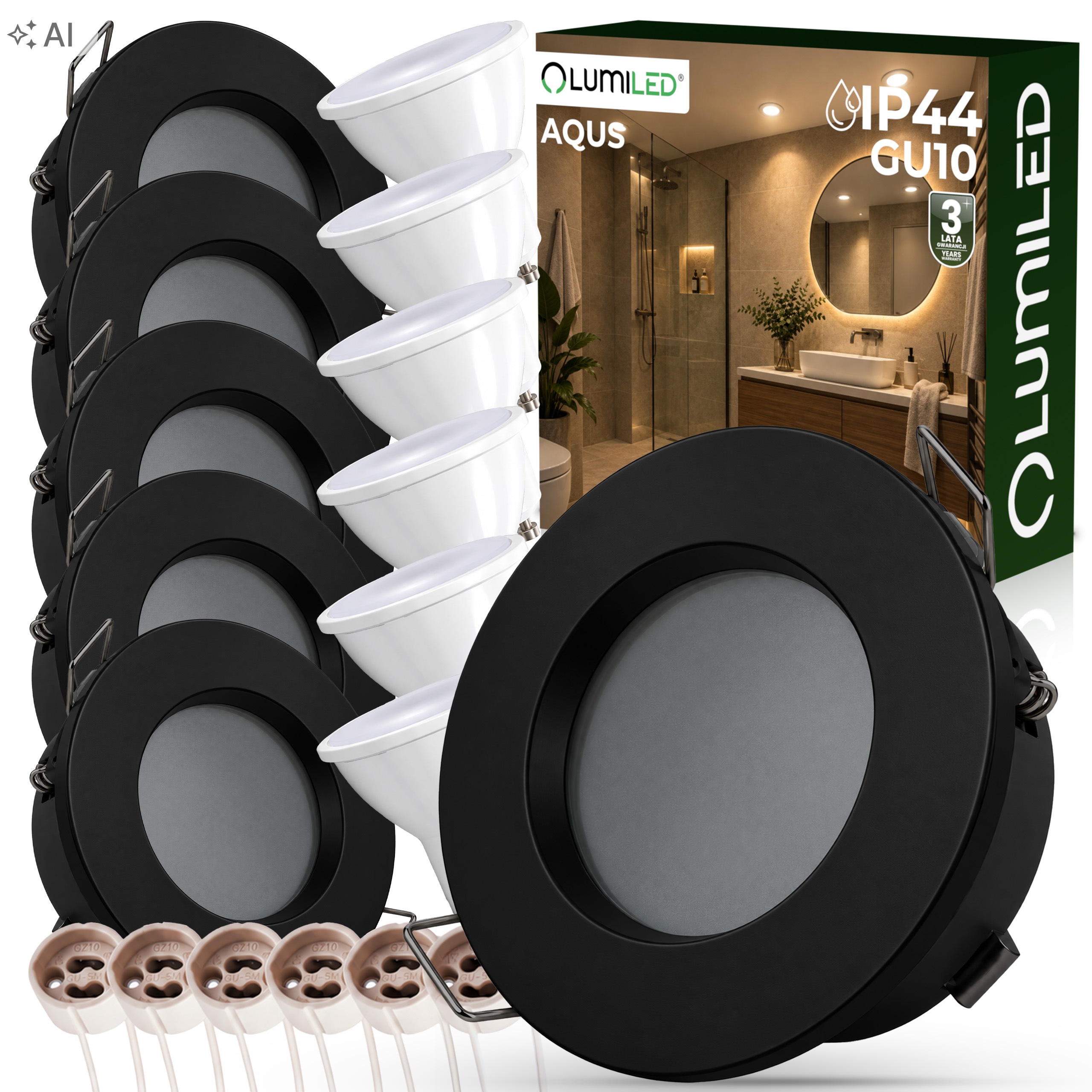 6x Hermetické 6W halogenové stropní svítidlo Led žárovka GU10