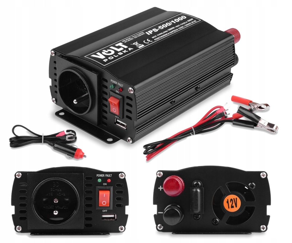 Przetwornica napięcia Volt Polska 3IPS651012 Inwerter 12V na 230V 500/1000W