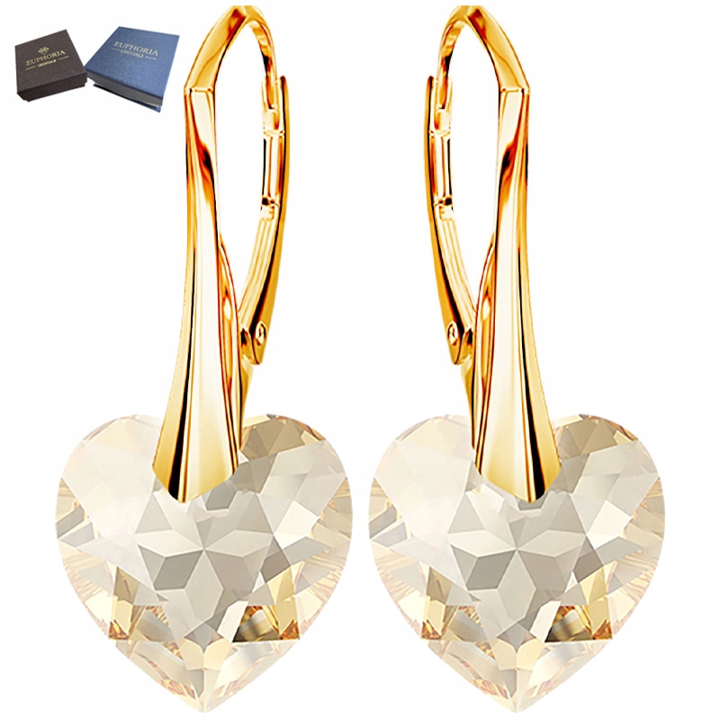 Náušnice Zlaté Stříbro 925 Závěsné Dárek srdíčko Dlouhé anglické zapínání