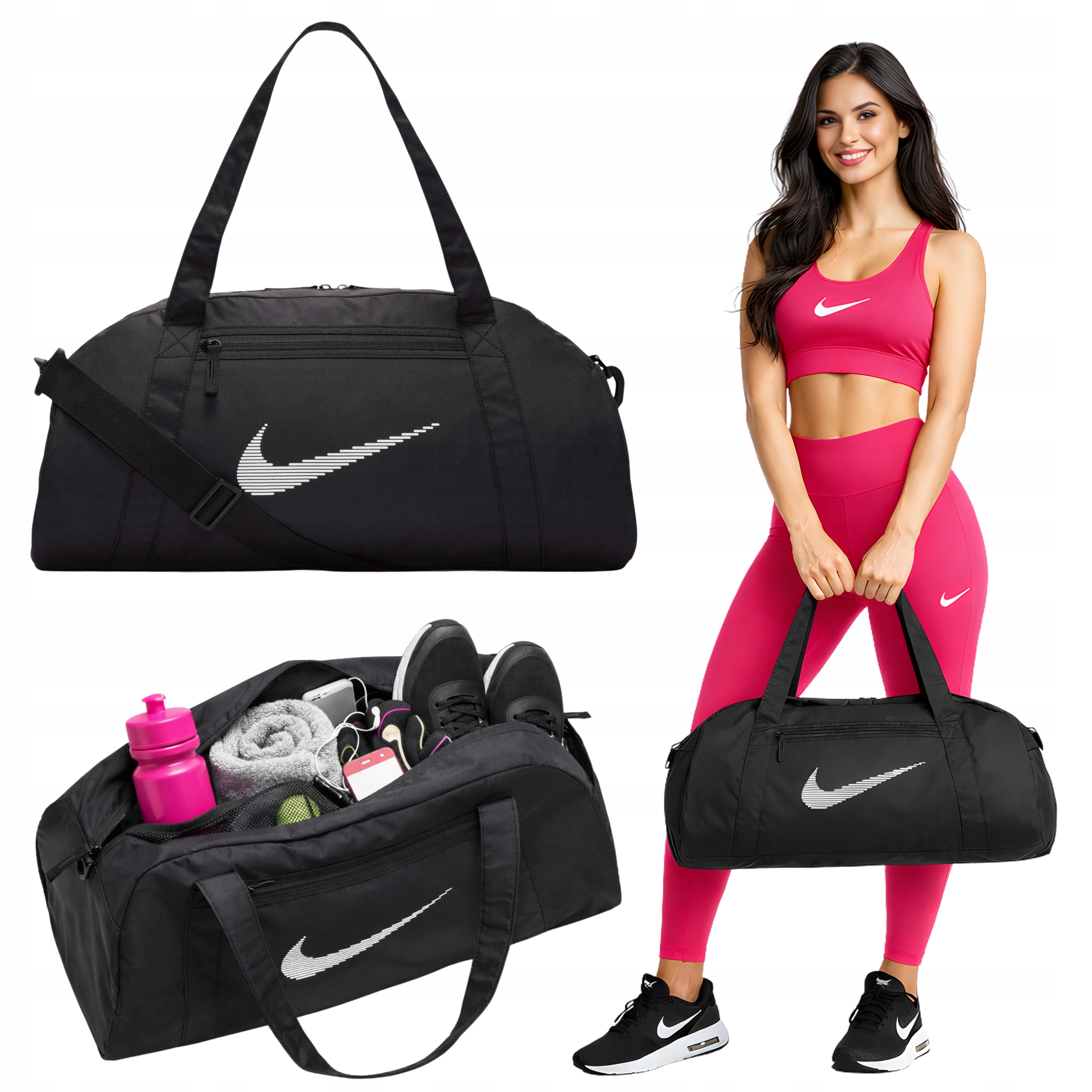Torba Nike Gym Club sportowa na ramię trening damska czarna DR6974-010