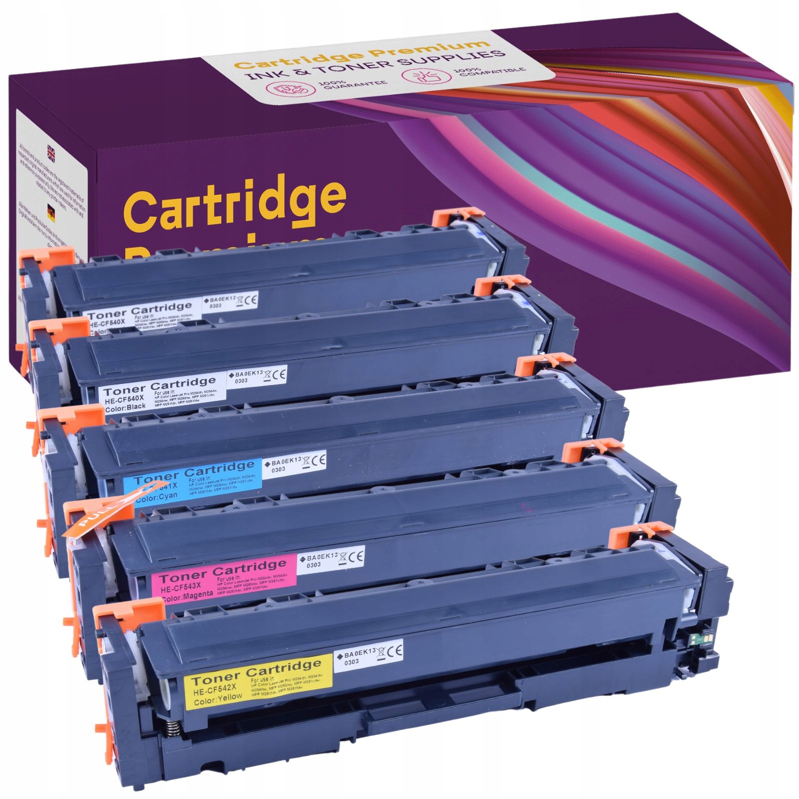 5x Tonery pro Hp CF540A CF541A CF542A CF543A 203A
