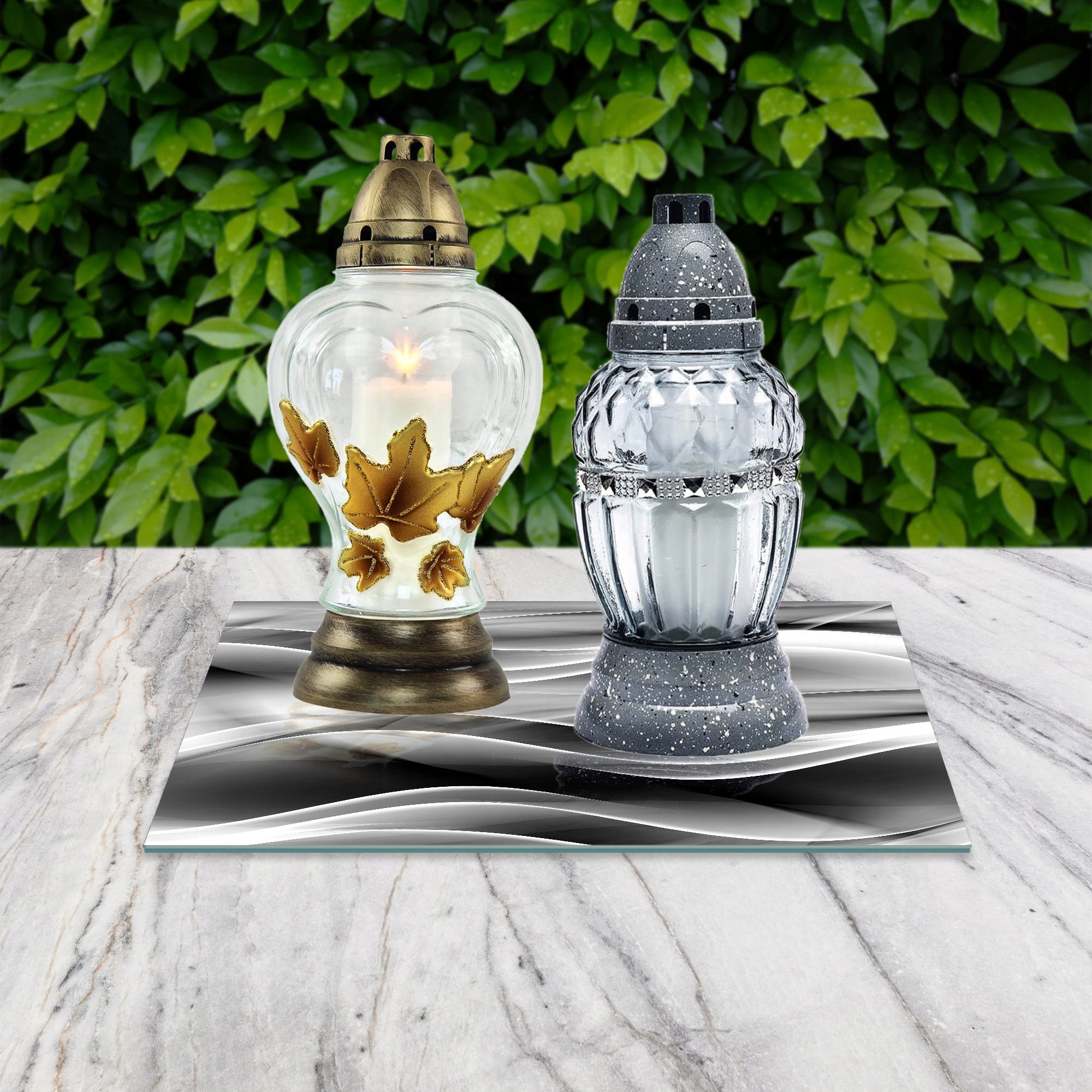 SZKLANA PODSTAWKA POD ZNICZE 25x25cm Jedwab 242e Marka inna