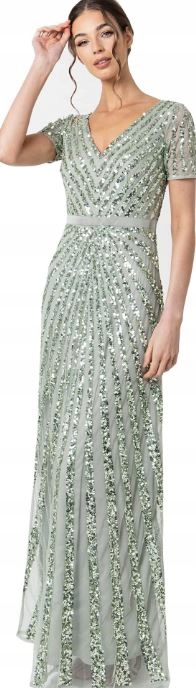Maya Deluxe Šaty Zelená Zdobená Maxi 36 6FA