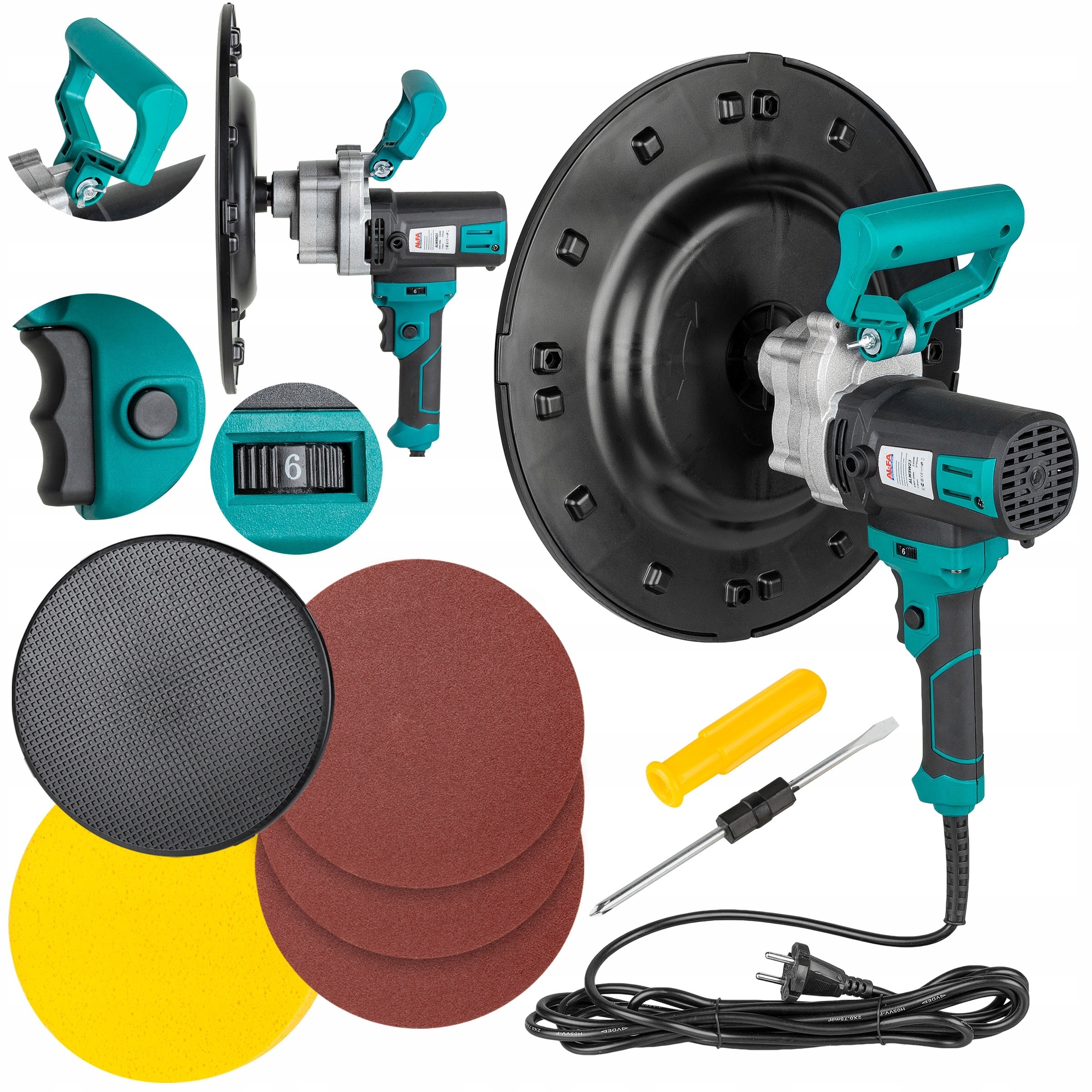 Zacieraczka Do Tynków Gładzi Styropianu Szlifierka Regulacja Mocna Zestaw