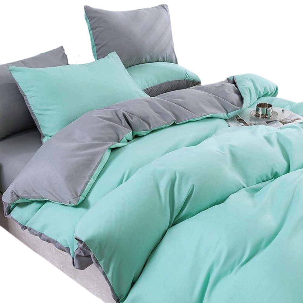 Komplet pościeli 200x220 zestaw gładka dwukolorowa klasyczna miętowa szara