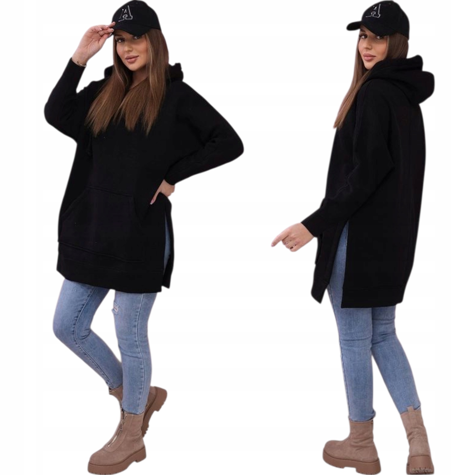 Bluza dresowa damska z rozcięciami po bokach