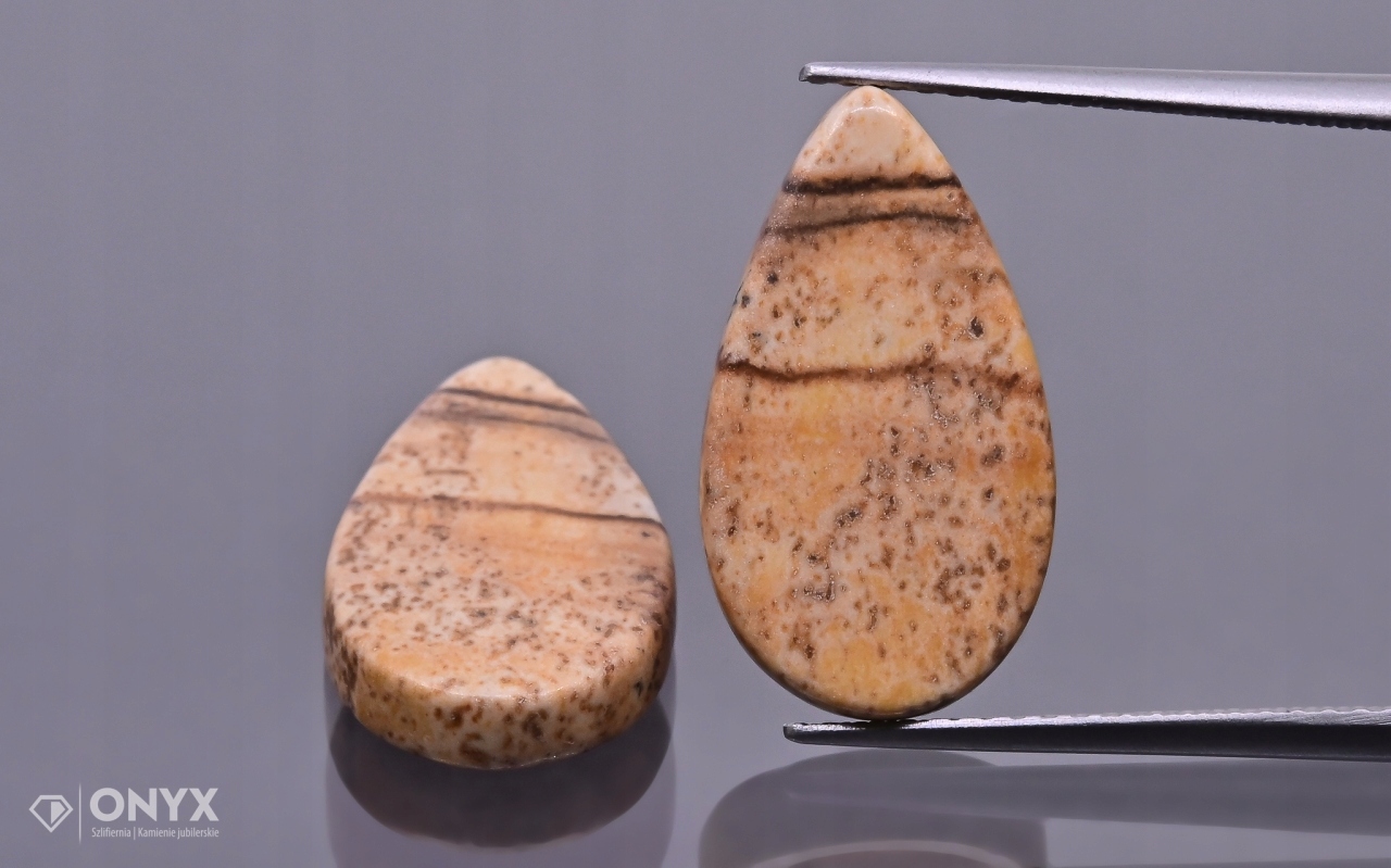 Jaspis Kalahari mělký Pár slza 17,5x10 mm