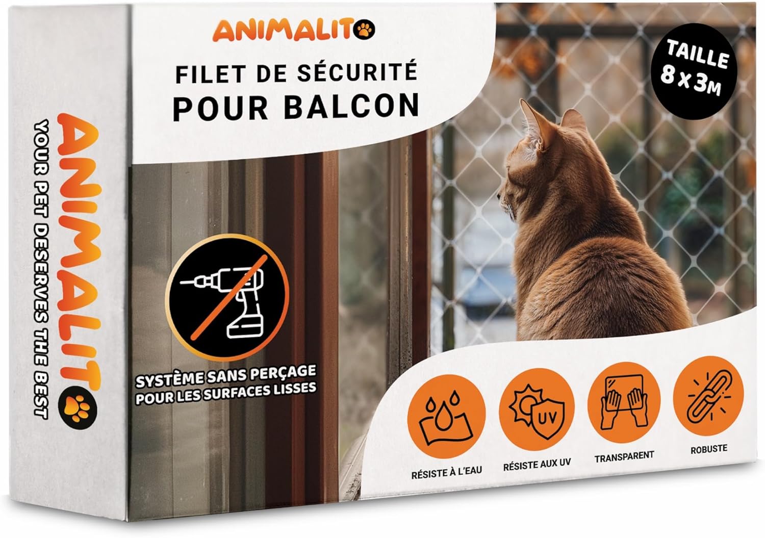 Zestaw Siatka Na Balkon Dla Kota 8x3 Bez Wiercenia Siatka zabezpieczająca