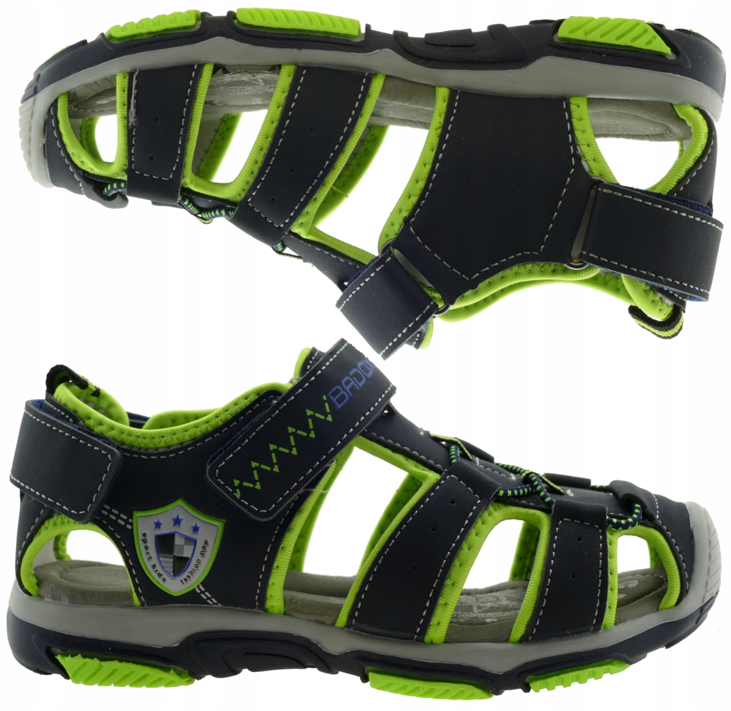 Kryté profilované športové sandále, topánky na suchý zips r.28 čierna/s P7-180